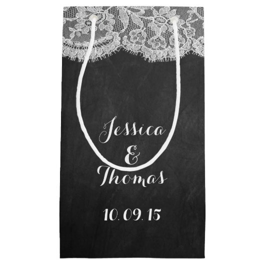 Petit Sac Cadeau Sacs-cadeaux Chalkboard & Lace Collection Mariage (Devant)