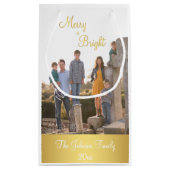 Petit Sac Cadeau Sacs-Cadeaux De Noël En Or Joyeux Et Lumineux (Dos)