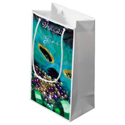 Petit Sac Cadeau Sacs-cadeaux Mardi Gras Feather Mask and Beads (Dos Angle)