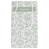 Petit Sac Cadeau Sage Green Chinoiserie Peonies (Devant)