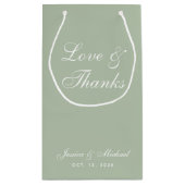 Petit Sac Cadeau Sage Green Mariage Love & Thanks Script Simple (Dos)