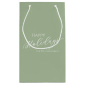 Petit Sac Cadeau Sage Green Modern Minimalist Happy Holidays (Dos)