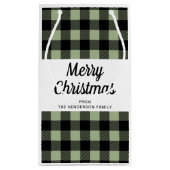 Petit Sac Cadeau Sage Green Plaid Joyeux Noël (Dos)