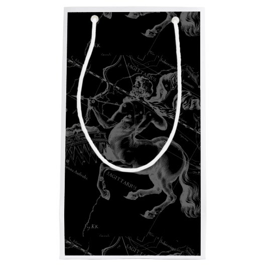 Petit Sac Cadeau Sagittarius Constellation Hevelius 1690 sur noir (Devant)