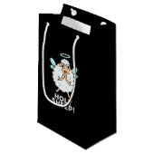 Petit Sac Cadeau Saint-mouton drôle Animal Pun Dark BG (Devant Angle)
