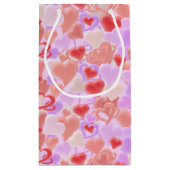 Petit Sac Cadeau Saint-Valentin : Beaucoup de coeurs en optique 3D. (Dos)