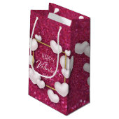 Petit Sac Cadeau Saint-Valentin Parties scintillant Coeur blanc Pet (Dos Angle)