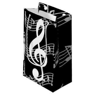 Petit Sac Cadeau Saison et Treble Clef on Black
