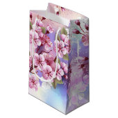 Petit Sac Cadeau Sakura rose sur la peinture Arrière - plan (Devant Angle)