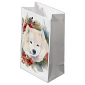 Petit Sac Cadeau Samoyed Christmas Wreath Festive Pup (Dos Angle)