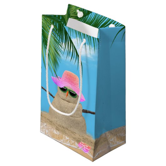 Petit Sac Cadeau Sandman Ropical Avec Feuille De Palme (Devant Angle)