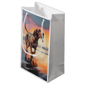 Petit Sac Cadeau Sandy Paws Bloodhound Dog on Beach Sunset (Dos Angle)