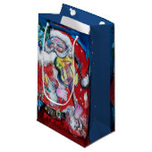 Petit Sac Cadeau SANTA CLAUS JOUER VIOLIN Noël (Devant Angle)