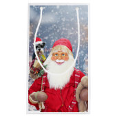 Petit Sac Cadeau Santa Claus w Christmas Miniature Schnauzer Chien (Devant)