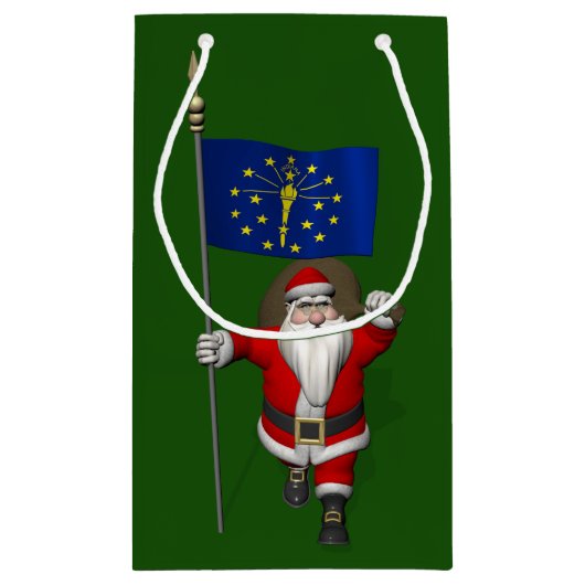 Petit Sac Cadeau Santa Claus With Ensign Of Indiana (Dos)