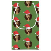 Petit Sac Cadeau Santa Hat de Noël, Femme noire, Vert (Dos)