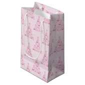 Petit Sac Cadeau Sapin de Noël rose (Devant Angle)