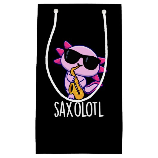 Petit Sac Cadeau Saxophone Saxophone Funny Puns Dark BG (Devant)