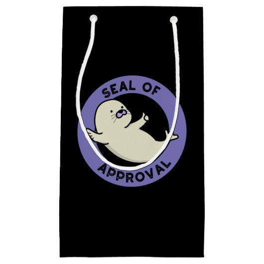 Petit Sac Cadeau Sceau d'approbation Drôle Seal Pun Dark BG (Devant)