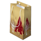 Petit Sac Cadeau Scène de cerfs d'hiver de Noël moderne Gold Red (Dos Angle)