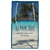 Petit Sac Cadeau Scène de plage Tropical Blue Ocean Merci photo (Devant)