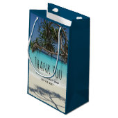 Petit Sac Cadeau Scène de plage Tropical Blue Ocean Merci photo (Dos Angle)
