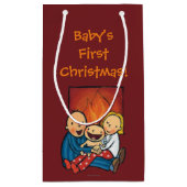 Petit Sac Cadeau Scène de vacances : Famille devant la cheminée (Dos)