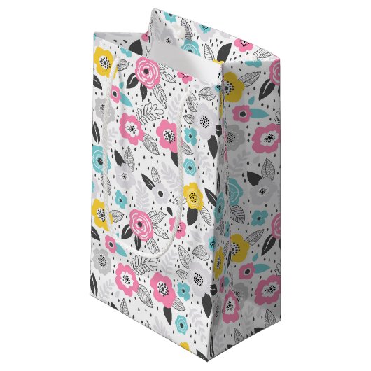 Petit Sac Cadeau Schéma floral élégant et multilingue (Devant Angle)