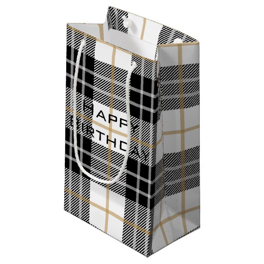 Petit Sac Cadeau Scottish Joyeux Anniversaire Tartan Plaid (Devant Angle)