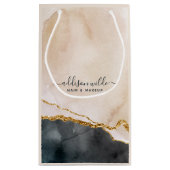 Petit Sac Cadeau Script Aquarelle rose Noir Marque Or (Dos)