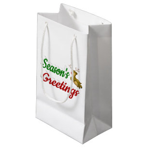Petit Sac Cadeau Script de Noël de Flying Reindeer Joyeuses Fêtes