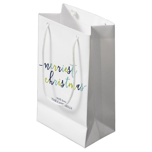 Petit Sac Cadeau Script moderne "Joyeux Noël" (Devant Angle)
