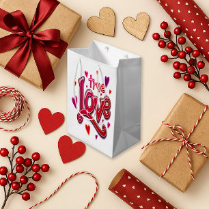 Petit Sac Cadeau Script rose gras Véritable amour