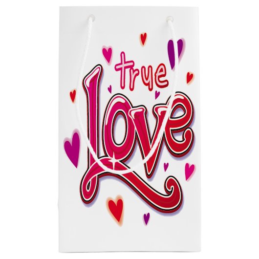 Petit Sac Cadeau Script rose gras Véritable amour (Dos)