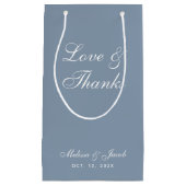 Petit Sac Cadeau Script simple Dusty Blue Mariage Love & Thanks (Devant)