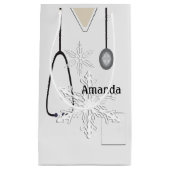 Petit Sac Cadeau Scruts Médicales SGB Snowflake blanc (Devant)