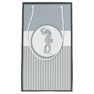 Petit Sac Cadeau Seahorse Bleu Classique Nautique Élégant