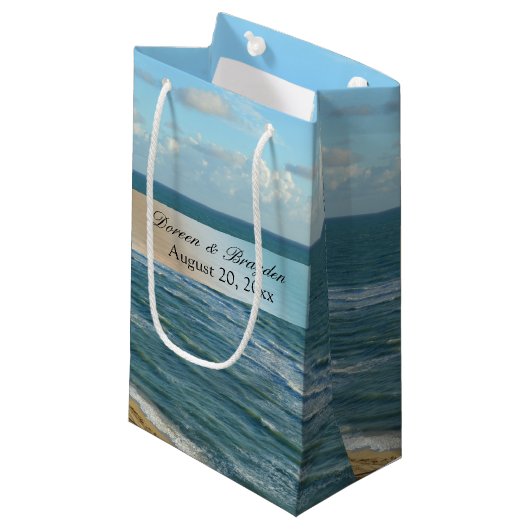 Petit Sac Cadeau Seascape Beach Mariage Océan Bleu (Devant Angle)