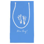 Petit Sac Cadeau Ses empreintes de pas nouveau-nées bleues (Devant)