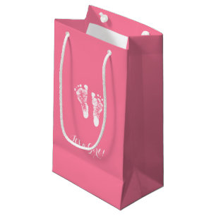 Petit Sac Cadeau Ses empreintes de pas nouveau-nées roses mignonne