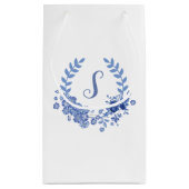 Petit Sac Cadeau Shabby Chic Monogram Design bleu (Dos)