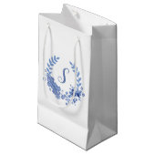 Petit Sac Cadeau Shabby Chic Monogram Design bleu (Devant Angle)