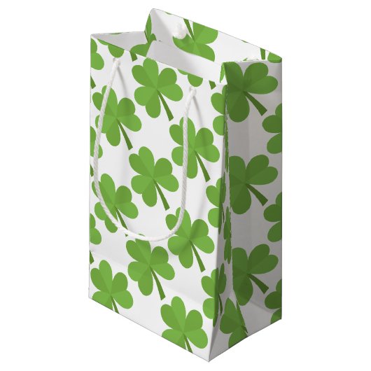 Petit Sac Cadeau Shamrock irlandais irlandais de St. Patrick Motif (Devant Angle)