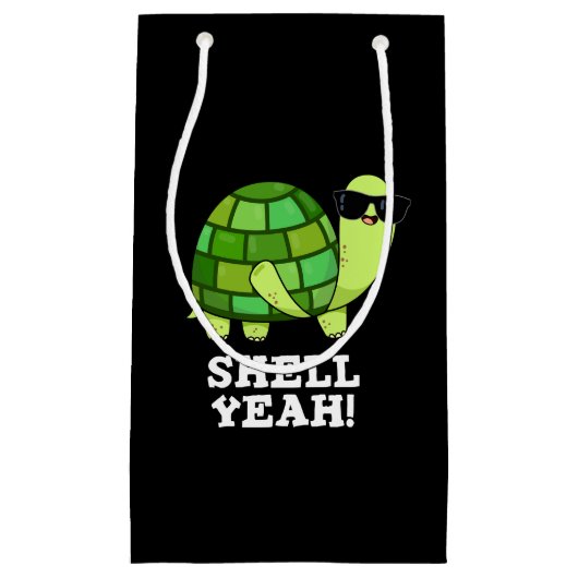 Petit Sac Cadeau Shell Ouais Funny Tortoise Pun Dark BG (Devant)