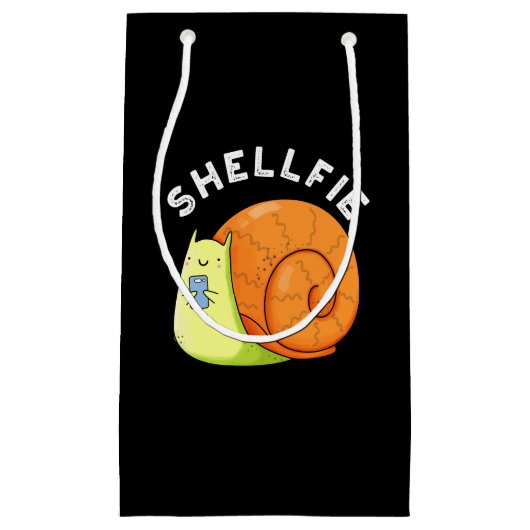 Petit Sac Cadeau Shellfie Funky Snail Selfie Pun Dark BG (Devant)