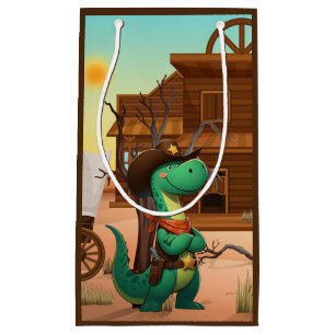 Petit Sac Cadeau Shérif de dinosaure mignon/cowboy