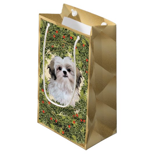 Petit Sac Cadeau Shih Tzu Wreath (Devant Angle)