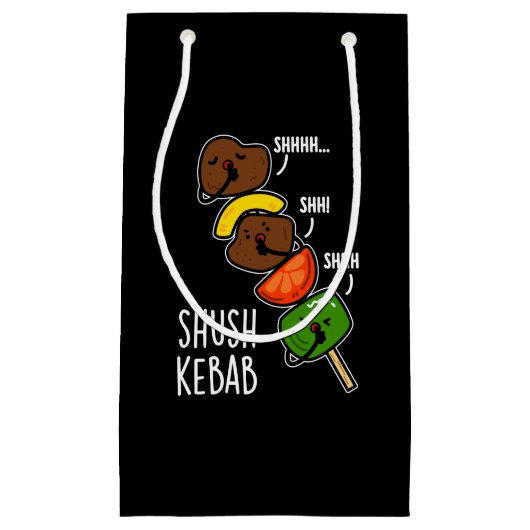 Petit Sac Cadeau Shush Kebab Funny Food Pun Dark BG (Devant)