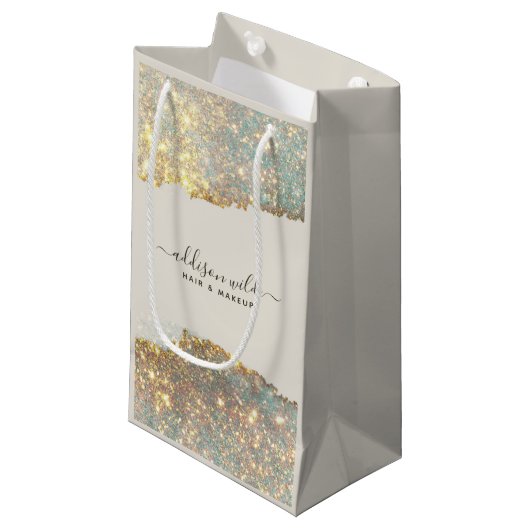 Petit Sac Cadeau Signature holographique Script moderne Parties sci (Devant Angle)