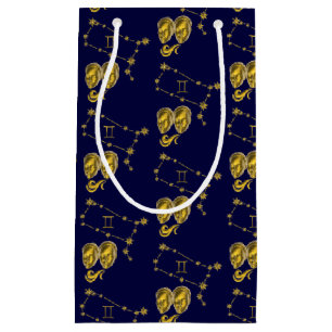 Petit Sac Cadeau Signe astrologique Gémeaux, or -